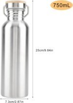 Stainless Steel Single Wall Water Bottle, 24 Oz/750ml Wide Mouth Sports Water Bottle with Handle, Portable Camping Water Cup for Travelling, Hiking, Yoga - Image 3