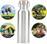 Stainless Steel Single Wall Water Bottle, 24 Oz/750ml Wide Mouth Sports Water Bottle with Handle, Portable Camping Water Cup for Travelling, Hiking, Yoga - Image 5