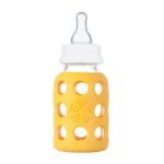 Lifefactory 4-Ounce BPA-Free Glass Baby Bottle with Protective Silicone Sleeve and Stage 1 Nipple, Yellow - Image 3