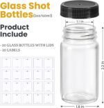 20 PACK 2 oz Glass Shot Bottles w/ Black Lids & 20 Labels - Small Clear Jar for Ginger, Wellness Shot, Juice, Sample, Whiskey - Travel Essentials Mini Bottles - Wide Mouth, Leakproof, Dishwasher Safe - Image 3