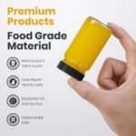 20 PACK 2 oz Glass Shot Bottles w/ Black Lids & 20 Labels - Small Clear Jar for Ginger, Wellness Shot, Juice, Sample, Whiskey - Travel Essentials Mini Bottles - Wide Mouth, Leakproof, Dishwasher Safe - Image 4