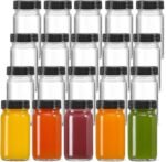 20 PACK 2 oz Glass Shot Bottles w/ Black Lids & 20 Labels - Small Clear Jar for Ginger, Wellness Shot, Juice, Sample, Whiskey - Travel Essentials Mini Bottles - Wide Mouth, Leakproof, Dishwasher Safe - Image 6