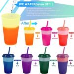 Color Changing Cups Tumblers with Lids & Straws for Kids - 7 Reusable Plastic Bulk Tumblers 12oz Cold Cup Tumbler Set for Kids - Image 3