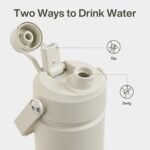 ENCOOL Insulated Water Bottle with Straw Stainless Steel Water Bottle, Leak-Proof, BPA-Free, Double Wall Vacuum Keeps Cold for 24 Hours for Sports, Travel, School (26 oz, Cream Moon) - Image 3