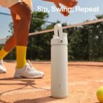 ENCOOL Insulated Water Bottle with Straw Stainless Steel Water Bottle, Leak-Proof, BPA-Free, Double Wall Vacuum Keeps Cold for 24 Hours for Sports, Travel, School (26 oz, Cream Moon) - Image 6