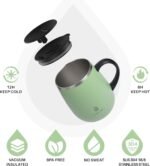 Ideus 16 oz Insulated Coffee Mug with Handle and Lid, Double Wall Stainless Steel Vacuum Thermal Coffee Mug, Travel Coffee Cup Thermal Cup for Home and Office, Avocado Green - Image 3