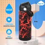 Boys Girls Water Bottle with Straw,18 oz Kids Insulated Cups with Stainless Steel Leak Proof for School,Sport&Travel（Lightning-Red） - Image 3