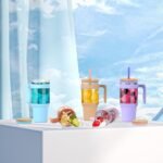 Tronco 40 oz Glass Tumbler with Straw and Lid, Reusable Iced Coffee Cup with Handle, Glass Water Bottles for Smoothie, Fits Cup Holders, Lead-Free, BPA-Free - Image 6