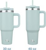 40 oz Tumbler with Handle and 2 Straws,2 in 1 Lid Insulated Water Bottle Stainless Steel Travel Coffee Mug,Blue Haze - Image 4
