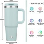 40 oz Tumbler with Handle and 2 Straws,2 in 1 Lid Insulated Water Bottle Stainless Steel Travel Coffee Mug,Blue Haze - Image 5