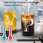 Personalized Glass Cup Women, Stylish 16 oz Glass Cups with Lids Straws, Perfect for Iced Coffee, Smoothies, Christmas gift/Birthday Gifts for Teacher/Nurse/Mom/Sister/Aunt Letter C - Image 4