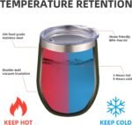 12 oz Insulated Wine Tumbler with Lid and Straw,Stainless Steel Stemless Wine Tumbler Glasses Double Wall Vacuum Wine Cups Tumbler for Coffee,Cocktail,Office（Navy Green,1） - Image 4