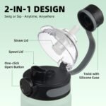 24 oz Insulated Stainless Steel Water Bottle with Straw, BPA-Free Vacuum Double Wall Leakproof Gym Sports Travel Bottle with Handle,Mint - Image 3