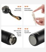 TKK 30 oz Insulated Water Bottle with Straw, Leak Proof Stainless Steel Double Wall Vacuum Bottles with Strap, Reusable Metal Sports Water Bottle for Hot & Cold Drinks, Dishwasher Safe, Black - Image 5