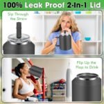 40oz Tumbler with Handle, Double Wall Vacuum Insulated Stainless Steel Tumbler, Leak Proof Water Bottle with Straw and Lid, Travel Mug Cup Keep Drinks Cold Hot (Light Gray) - Image 3