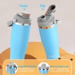 50 oz Stainless Steel Water Bottle with Spout Lid & Handle, Insulated Large Hydration Bottle for Cold & Hot Drinks, Leak-Proof Metal Tumbler for Travel, Gym, and Outdoor - Image 3