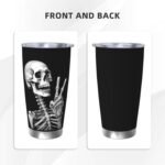 Rock Roll Skull Skeleton Hot & Cold Drinks Travel Tumbler 20 OZ, Hippie Insulated Stainless Steel Coffee Cup with Lid Straw for Husband Wife Gifts - Image 3