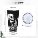Rock Roll Skull Skeleton Hot & Cold Drinks Travel Tumbler 20 OZ, Hippie Insulated Stainless Steel Coffee Cup with Lid Straw for Husband Wife Gifts - Image 4