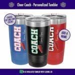Personalized Cheer Coach Insulated Travel Tumbler – Customizable Name, Tumbler Color & Font Color – Includes Cheerleader Coach Gift Box - 20 oz, Stainless Steel, Double Walled - Image 3