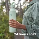 Hydro Flask Water Bottle – Insulated Stainless Steel – Straw Lid, Non Spill, Leakproof 24 Oz Botanical Bliss Coconut - Image 3