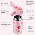 Kids Water Bottle for School 12 oz,Insulated Stainless Steel Water Bottle for Kids,Water Bottles for Toddler Girls Boys with Pop-Up Straw-Cap(Flower) - Image 6