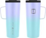IRON °FLASK Grip Novelty Coffee Mug - Leak Proof, Vacuum Insulated Stainless Steel Bottle, Double Walled, Thermo Travel, Hot Cold, Water Metal Canteen - Cotton Candy, 24 Oz - Rubber Bottom - Image 4