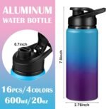 Mimorou 16 Pack Aluminum Water Bottles with Snap Lid Aluminum Reusable Sports Lightweight Leak Proof Water Bottles Bulk for Gym Hiking Cycling Sports Outdoor(20 oz) - Image 3