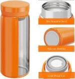 Mini Thermos Cute Water Bottle - 7 oz Tiny Insulated Vacuum 18/10 Stainless Steel Small Flask - Leak Proof & Spill Proof & Keeps Cold and Hot for Drink, Coffee, Tea (Orange) - Image 5