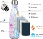 Insulated Water Bottles,17 oz Double Wall Stainless Steel Vacumm Metal Flask for Sports Travel,Marble Dawn - Image 3
