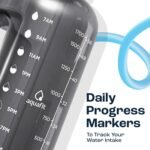 AQUAFIT Half Gallon Water Bottle with Time Marker - Straw & Chug Lid - BPA Free Gym Water Bottle with Straw - Big Gallon Jug (Blue, 64 oz - 2in1 Lid) - Image 4