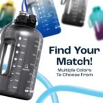 AQUAFIT Half Gallon Water Bottle with Time Marker - Straw & Chug Lid - BPA Free Gym Water Bottle with Straw - Big Gallon Jug (Blue, 64 oz - 2in1 Lid) - Image 5