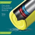 SIPX™ Kids 12 oz Insulated Water Bottle with Straw Lid – Leakproof Stainless Steel, BPA-Free, Easy to Carry – Perfect for School, Camp, Sports & Travel – Yellow - Image 4