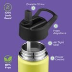 SIPX™ Kids 12 oz Insulated Water Bottle with Straw Lid – Leakproof Stainless Steel, BPA-Free, Easy to Carry – Perfect for School, Camp, Sports & Travel – Yellow - Image 6