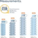 purifyou 40oz / 32oz / 22oz / 12oz Borosilicate Glass Water Bottle with Time & Volume Markers, Silicone Sleeve, Stainless Steel Lid | Reusable Glass Bottle for Water & Juice (22oz Ice Blue) - Image 3