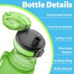 OLDLEY 25 oz Water Bottle, Motivational Water Bottle with Time Marker, Sports Water Bottle With Strap, Leakproof & BPA Free Large Water Bottles for School, Gym, Travel, Outdoor, Tritan,Green&Blue - Image 3