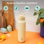 REDUCE 32 oz Hydrate Pro Stainless Steel Insulated Water Bottle - Flip Top Leak-Proof Lid, Dishwasher Safe, BPA-Free, Dual Wall Vacuum, Keeps Drinks Cold for 48 Hrs, Cup Holder Friendly - Sedona - Image 3