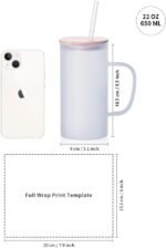 PYD Life 6 Pack Sublimation Glass Blanks Beer Mug Frosted 22 OZ with Bamboo Lid and Glass Straw for Mug Tumbler Heat Press Sublimation Oven Printing - Image 3