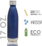 Sweat-free Stainless Steel Reusable Water Bottle (17 oz.) Vacuum Insulated Copper Lined Double-Wall | Keeps Liquids Cold for 24 hrs, Hot for 16 hrs | Eco-friendly, Portable, Leakproof | Vastigo (Navy) - Image 4