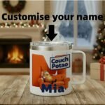 Personalized Funny 'Couch Potato' Insulated Mug with Lid & Handle | Custom Name & Initial Tumbler | Humorous Gift for Dad, Husband, Men, Friends, TV Lovers(B202) - Image 3