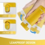 Small Insulated Water Bottle with Push-Button Lid – 7.5oz/220ml Mini Flask, Leakproof Mini Water Bottle for Coffee, Milk, Travel, School & Office Use(Yellow & White) - Image 4