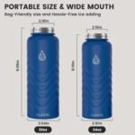 24oz Stainless Steel Insulated Water Bottle, 48H Ice Cold & 24H Hot, Leak-Proof Wide Mouth Lids (Straw & Spout), BPA-Free Bottles, Mens Water Bottle for Gym, Hiking, Travel - Blue - Image 3