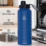 24oz Stainless Steel Insulated Water Bottle, 48H Ice Cold & 24H Hot, Leak-Proof Wide Mouth Lids (Straw & Spout), BPA-Free Bottles, Mens Water Bottle for Gym, Hiking, Travel - Blue - Image 5
