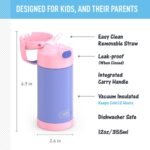 THERMOS FUNTAINER Water Bottle with Straw - 12 Ounce - Kids Stainless Steel Vacuum Insulated Water Bottle with Lid, Purple/Pink - Image 3