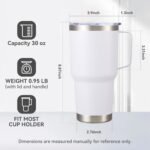 30 oz Tumbler with Handle and Lid, Stainless Steel Tumblers Bulk Double Wall Vacuum Insulated Travel Mug Leak Proof Cup Keep Drinks Cold and Hot White, 4 Pack - Image 4