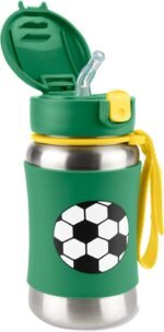 Skip Hop Toddler Sippy Cup with Straw, Sparks Stainless Steel Straw Bottle, Soccer - Image 3