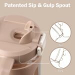 32oz Glass Tumbler with Straw Handle and 2-IN-1 Sip & Spout Lid, Reusable Iced Coffee Cup for Smoothie, Matcha, Leakproof Glass Water Bottle with Straw and Silicone Sleeve, BPA Free-Amber - Image 3