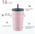 COKTIK 16oz Insulated Tumbler with Lid and Straw Iced Coffee Cup Reusable Stainless Steel Travel Mug Water Bottle Cupholder Friendly for Women Men Her Him (Blush) - Image 3