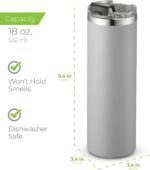 SIPX™ 18 oz Slim Insulated Tumbler with Lid & Straw – Vacuum Insulated Stainless Steel, Leakproof, Cupholder Friendly – Perfect for Iced Coffee, Water & Travel – Lava Grey - Image 8