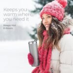 SIPX™ 18 oz Slim Insulated Tumbler with Lid & Straw – Vacuum Insulated Stainless Steel, Leakproof, Cupholder Friendly – Perfect for Iced Coffee, Water & Travel – Lava Grey - Image 9