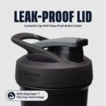 BlenderBottle Sport Sleek Shaker Cup Insulated Stainless Steel Water Bottle with Wire Whisk, 25-Ounce, Smokestack (Black/Grey) - Image 3